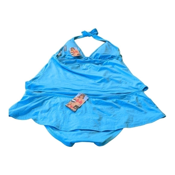 Mossimo NWT Teal 2 piece halter top (large) bikini skirt (extra large) - Picture 2 of 4